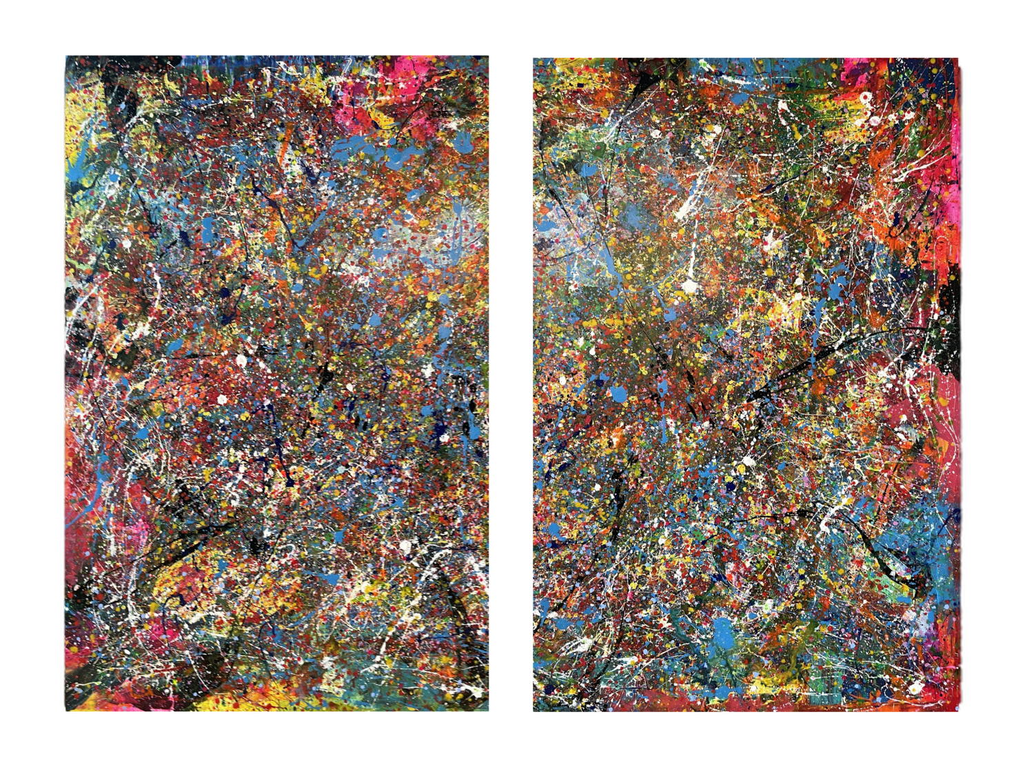 Your Silence Makes So Much Noise Inside Of Me -Diptych- Style Jackson Pollock Juan José Garay Original painting for sale