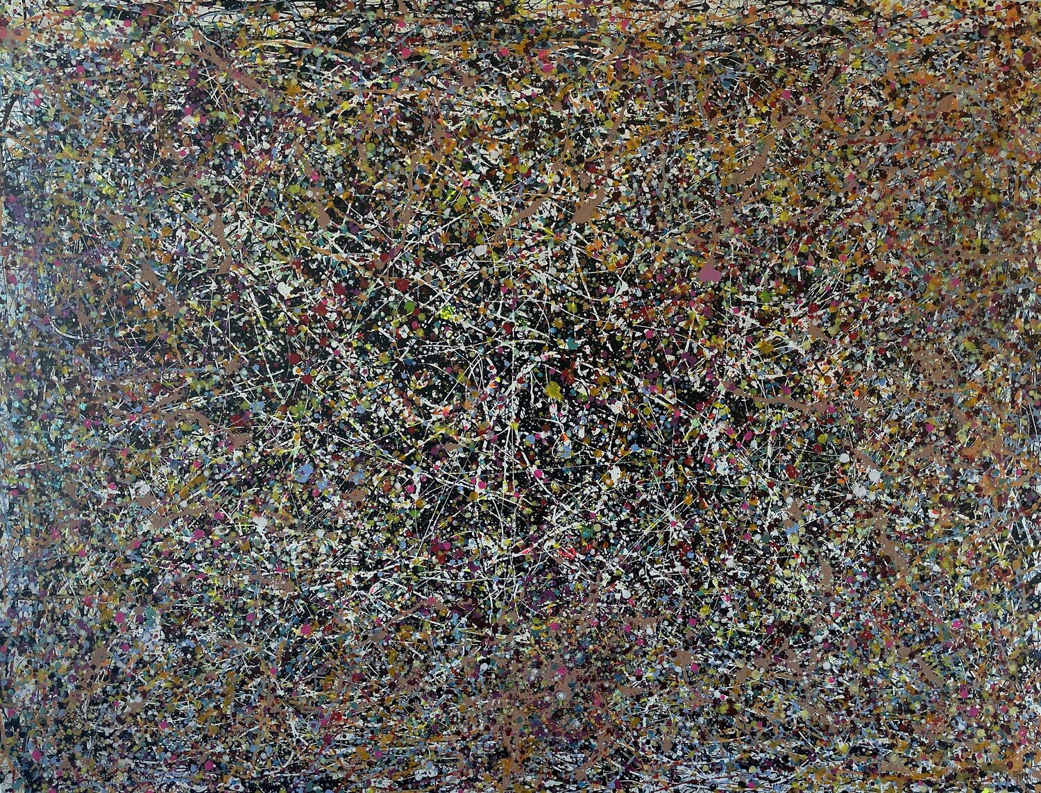 Broken Euphoria on a Black Background- Tribute a J.Pollock by Juan Jose Garay Juan José Garay Original painting for sale