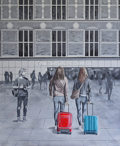 TURISTAS EN AMSTERDAM (Amsterdam) by Edmundo Sanz-Gadea, Painting for Sale on Select