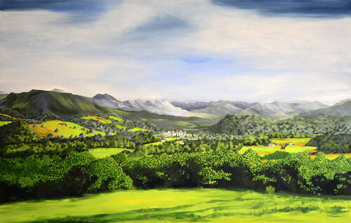 PICOS DE EUROPA desde el Palacio de Cutre (Asturias) by Edmundo Sanz-Gadea, Painting for Sale on Select
