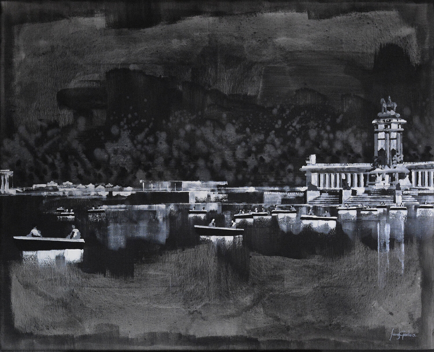 Estanque de El Retiro (Madrid) Edmundo Sanz-Gadea Original painting for sale