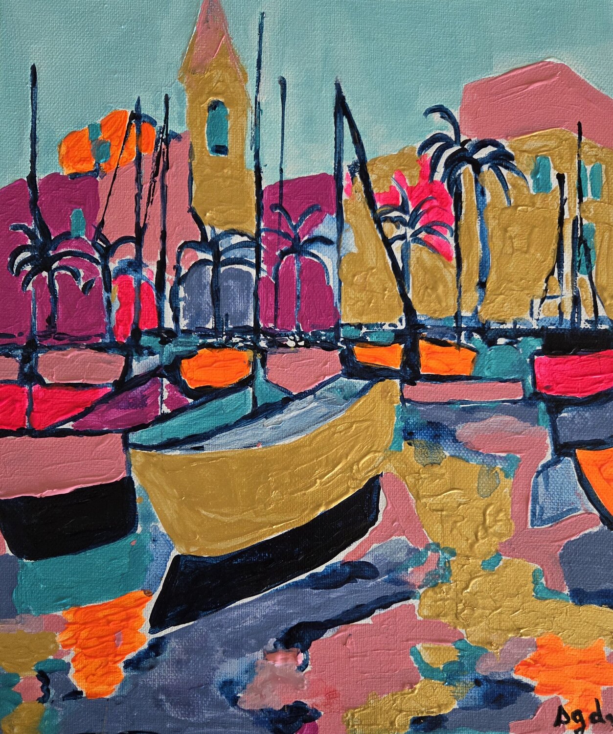 Le petit St Tropez Sophie Delavague Original painting for sale