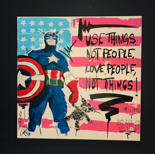 Captain America, YOU ARE MY PEOPLE ! by Erick Artik, Painting for Sale on Select