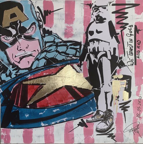 Captain America, YOU ARE MY PEOPLE ! by Erick Artik, Painting for Sale on Select