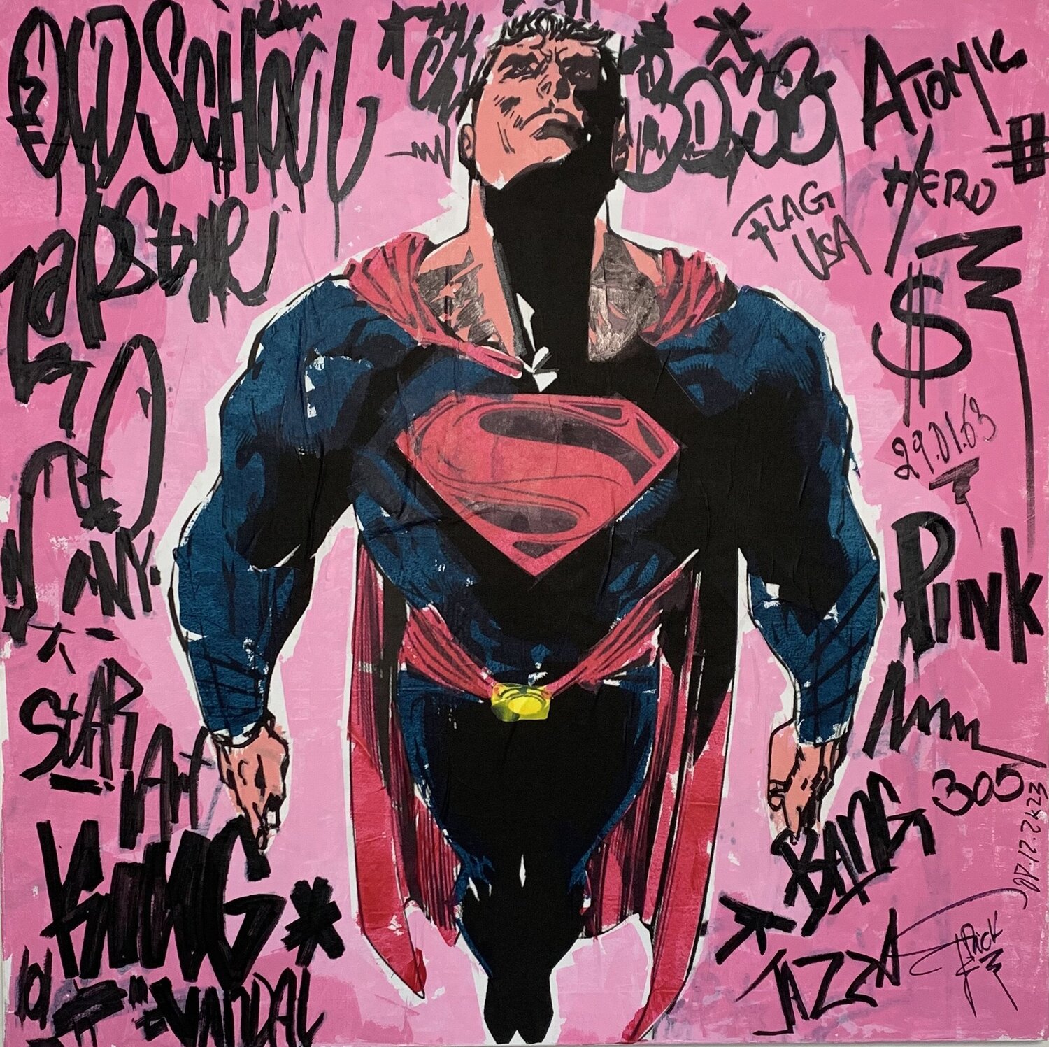 Superman Graffiti Old school Erick Artik Original painting for sale