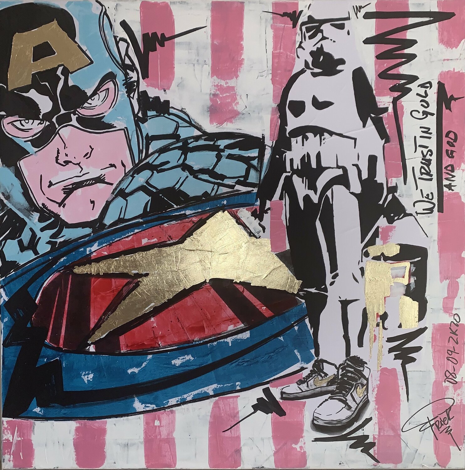 Captain America, YOU ARE MY PEOPLE ! Erick Artik Original painting for sale
