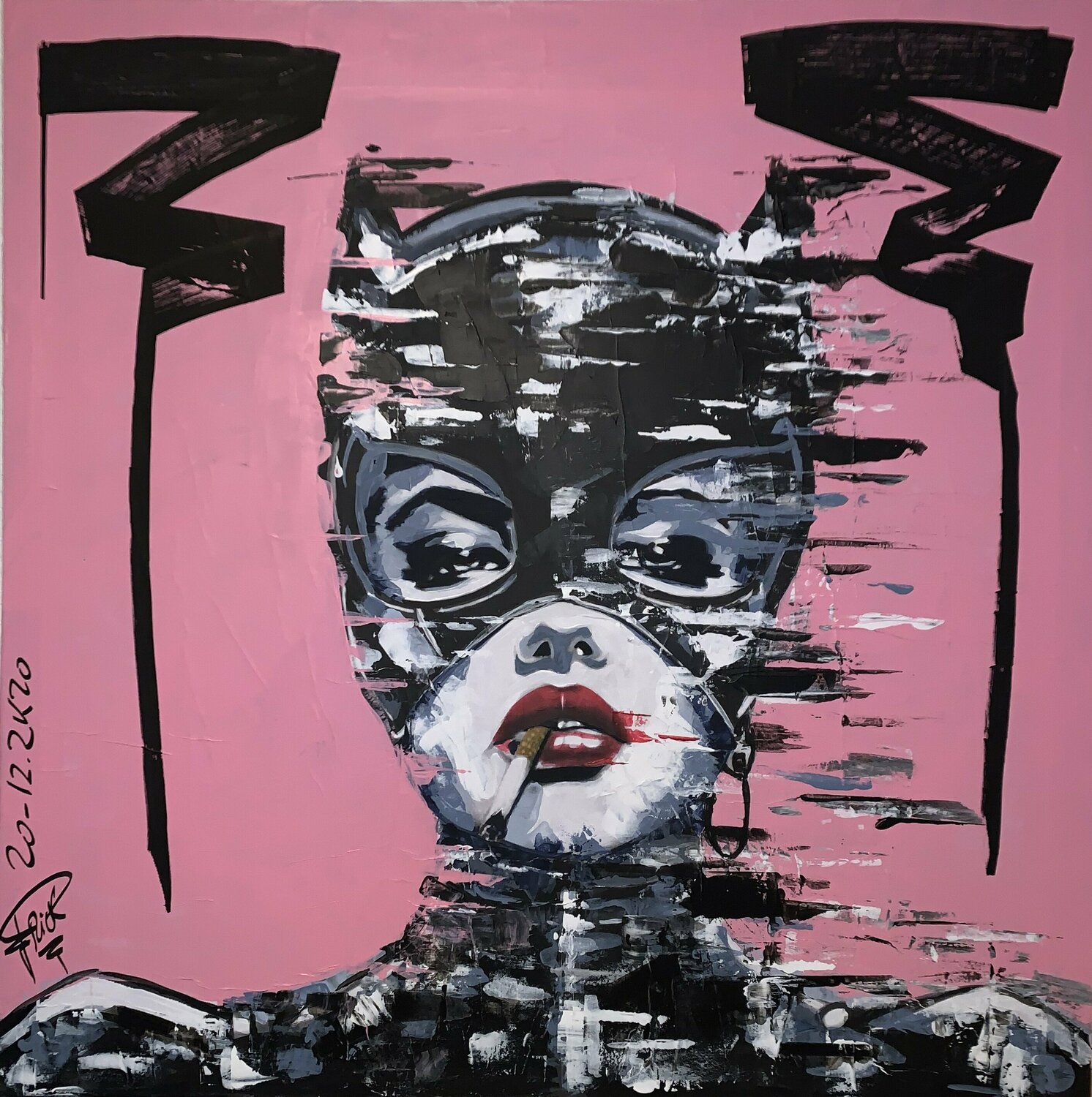 Catwoman smocking Erick Artik Original painting for sale