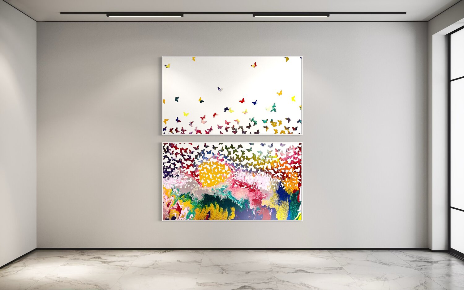 Butterflies Do Fly No 9 (diptych) Eleni Pratsi Original painting for sale