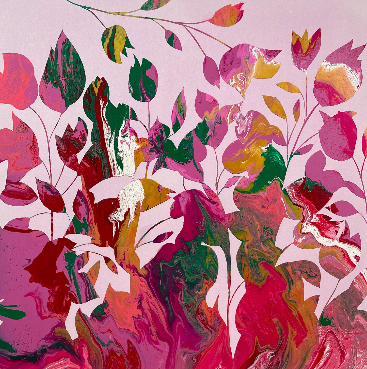 Bougainvillea No 4, (Flowers of Cyprus) Eleni Pratsi Original painting for sale