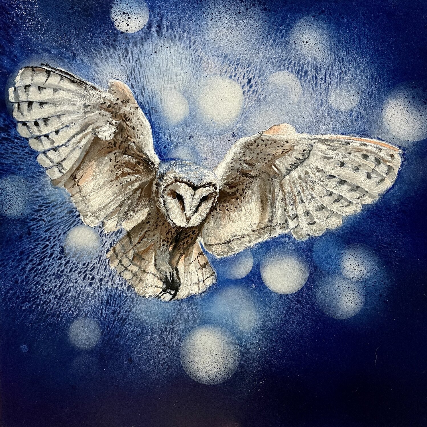 Bird #8 (owl 3) Selene's Art Original painting for sale