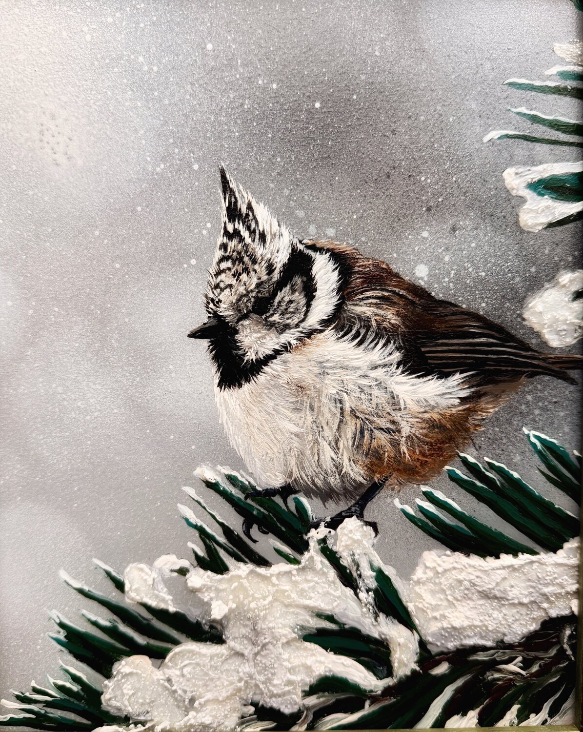 Bird #34 (crested tit) Selene's Art Original painting for sale