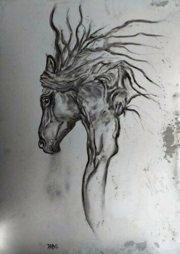CHEVAL FOU SUR ACIER,MÉTAL by Daniel Burgraeve, Painting for Sale on Select