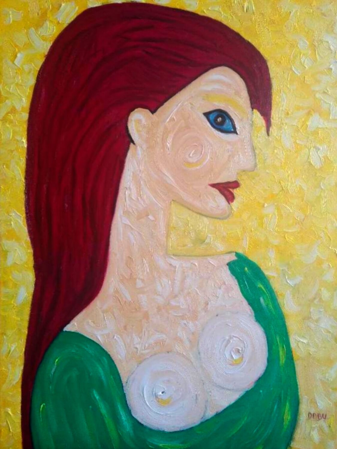 FEMME AUX CHEVEUX ROUGES Daniel Burgraeve Original painting for sale