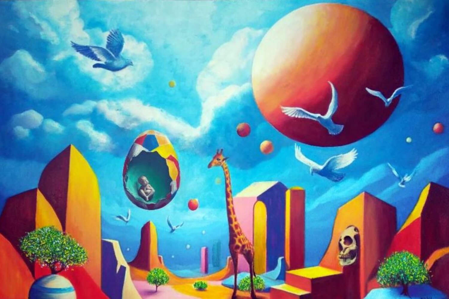 NAÎTRE VIVRE MOURIR Daniel Burgraeve Original painting for sale