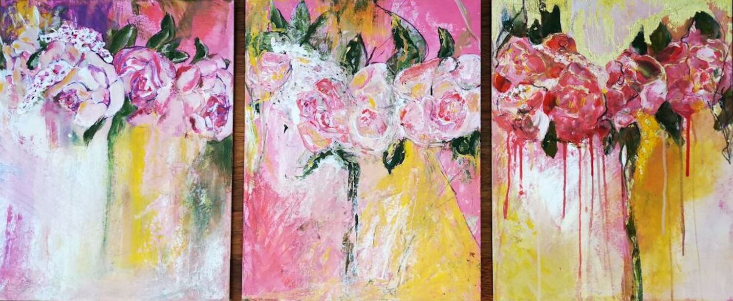 Abstraktionsprozess - Pfingsrosen Natalie Schwarz Original painting for sale