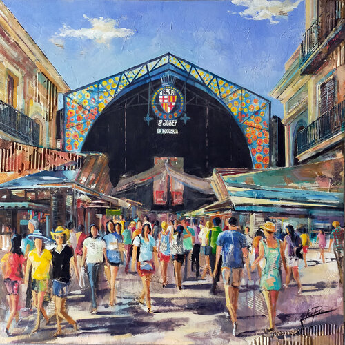 LA BOQUERIA BARCELONA by Josep Pozo, Painting for Sale on Select