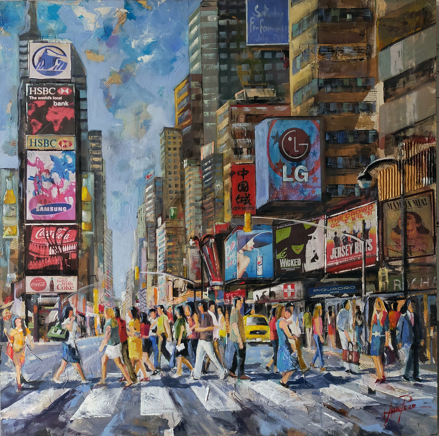 ESCENA EN TIMES SQUARE Josep Pozo Original painting for sale