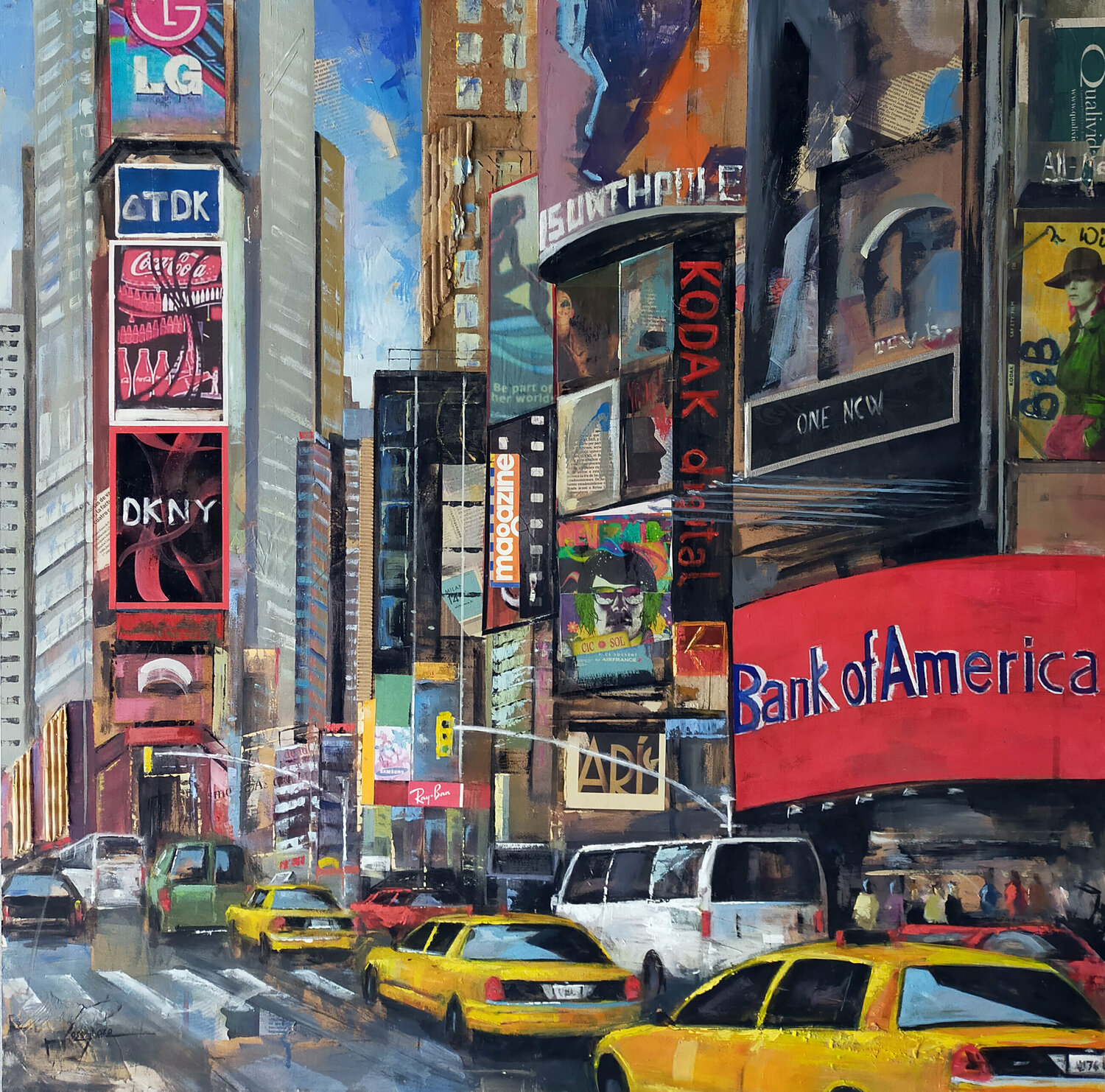 TAXIS EN NEW YORK Josep Pozo Original painting for sale