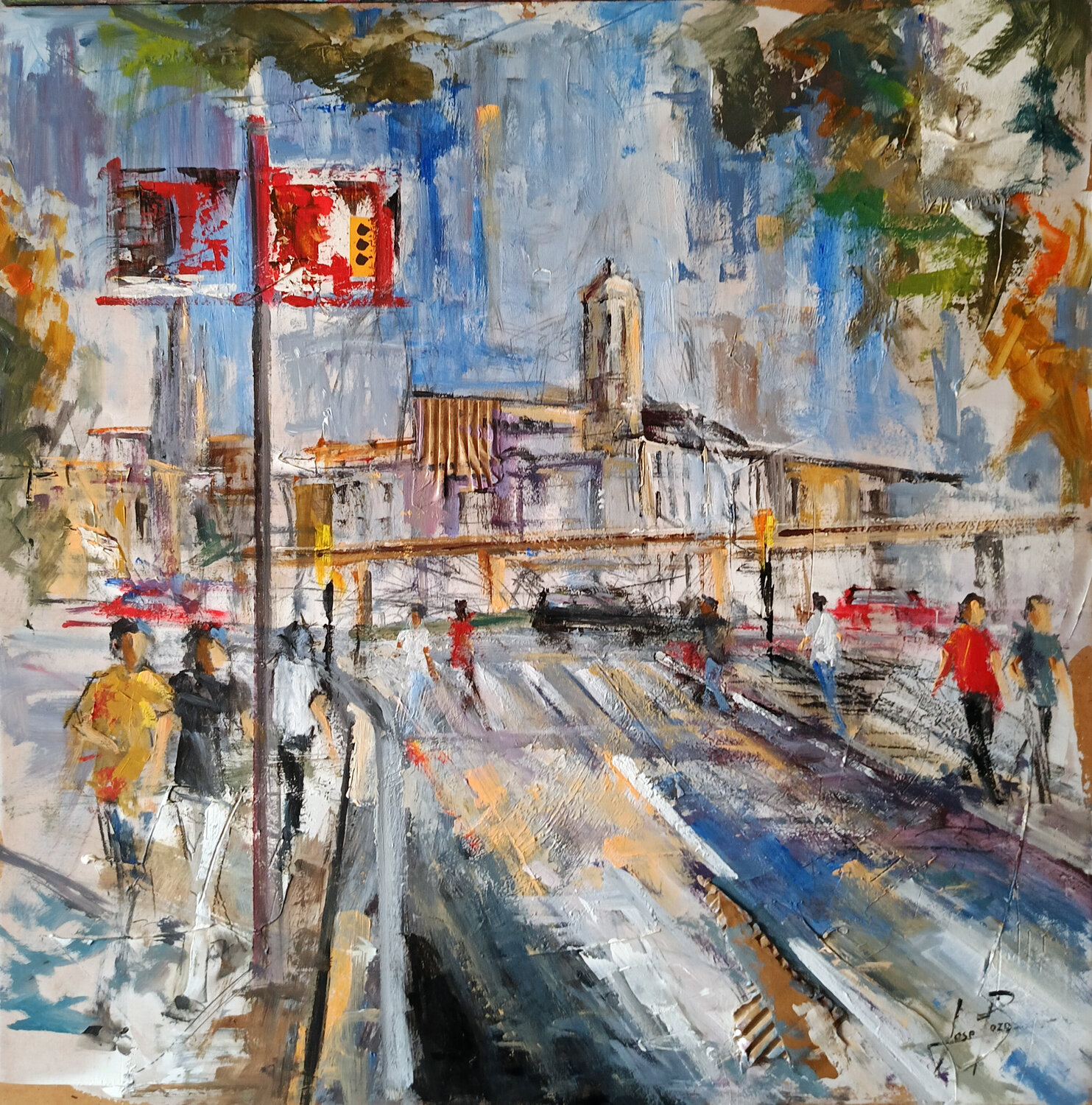VISTA CATEDRAL GIRONA DESDE LA DEVESA Josep Pozo Original painting for sale