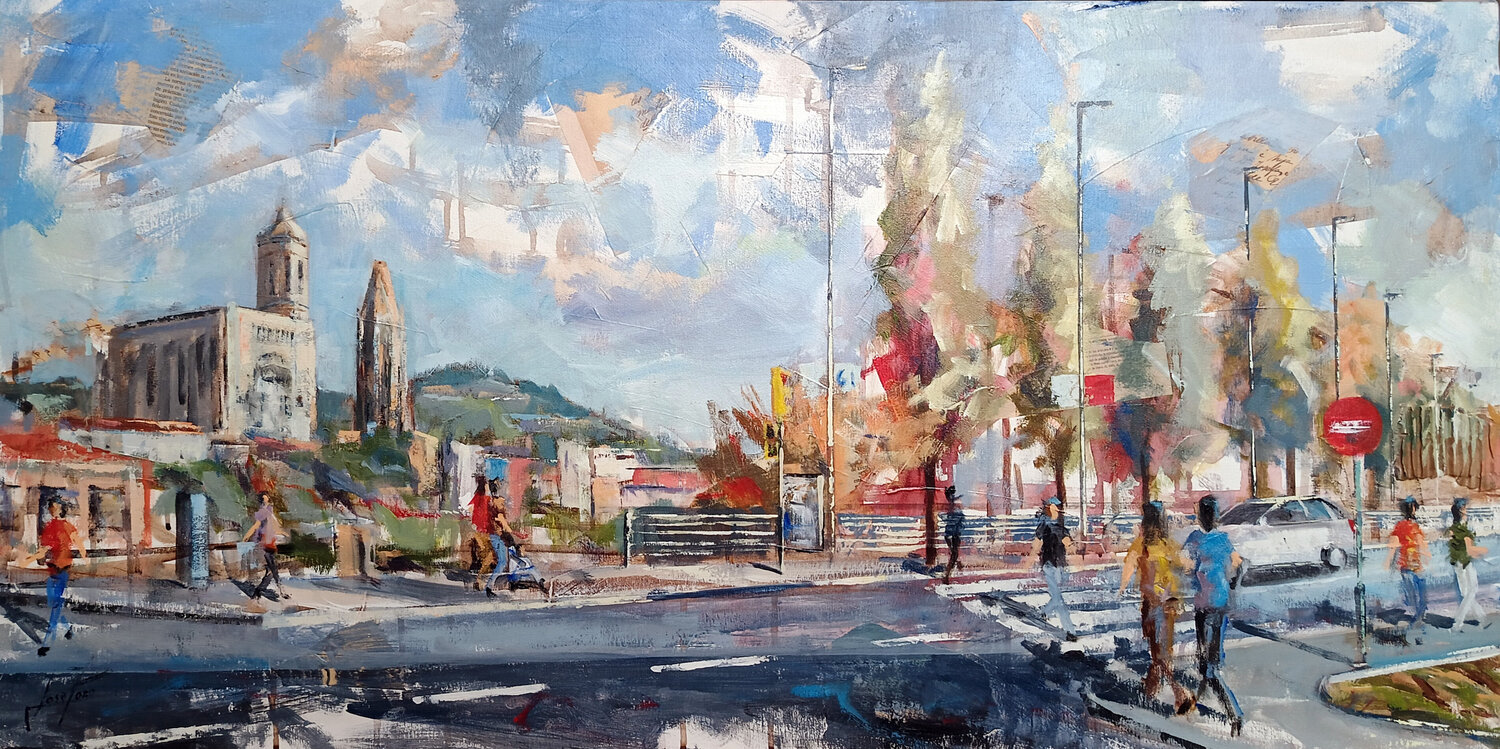LA CATEDRAL I SAN FELIX GIRONA Josep Pozo Original painting for sale