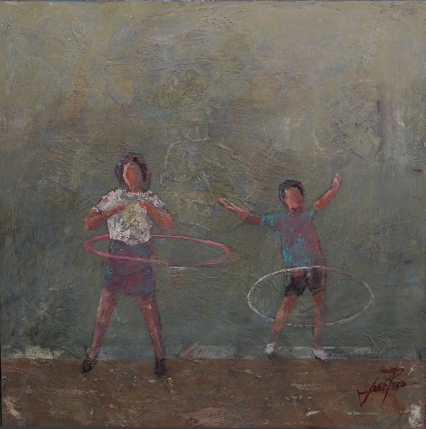 HULA HOOP Josep Pozo Originalgemälde zu verkaufen