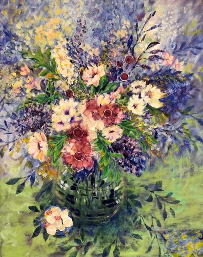 Vase with flowers by Gita Kalishoek, Painting for Sale on Select