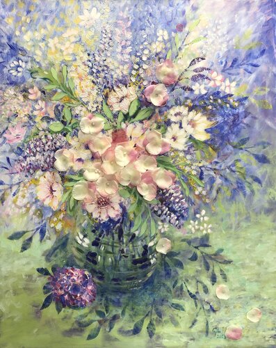 Vase with flowers 2 by Gita Kalishoek, Painting for Sale on Select