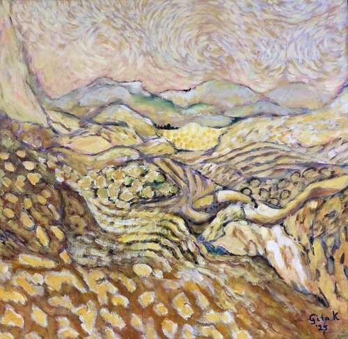 Yellow Landscape II by Gita Kalishoek, Painting for Sale on Select