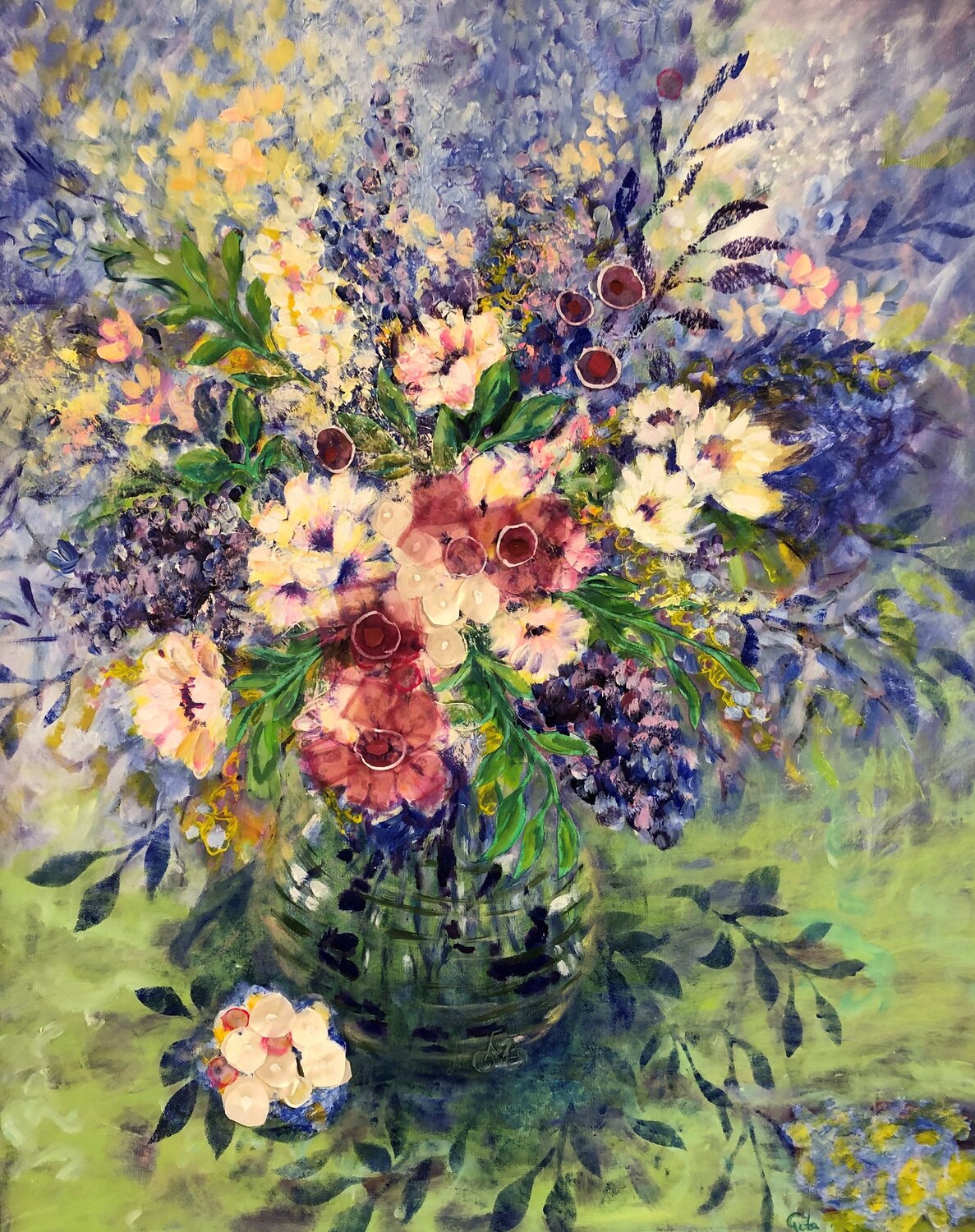 Vase with flowers Gita Kalishoek Original painting for sale