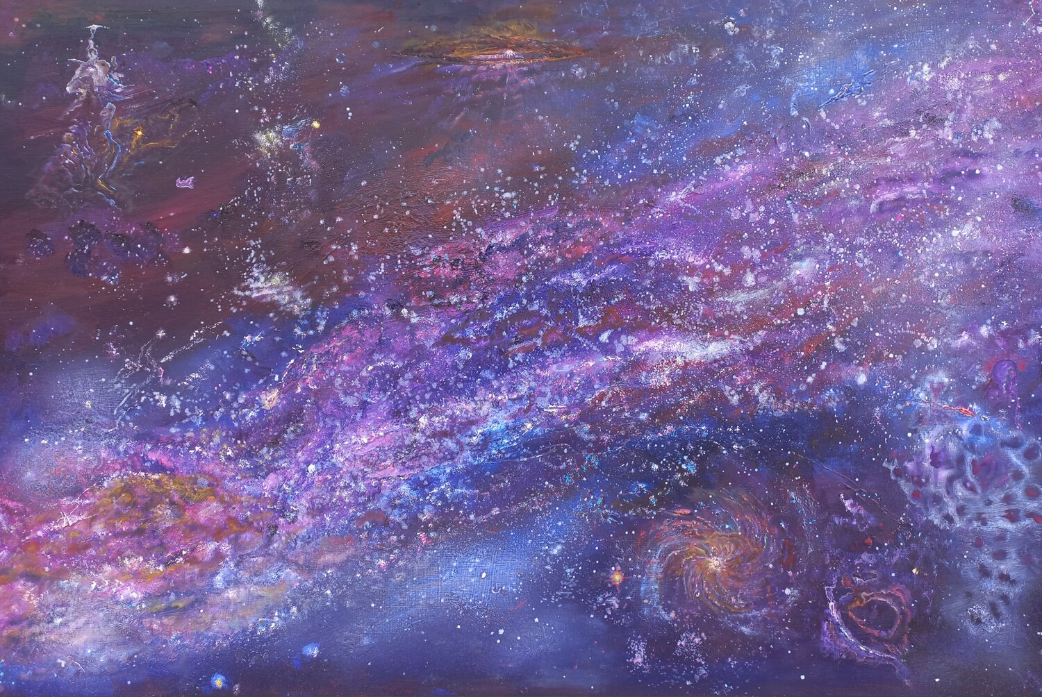 LA TETE DANS LES ETOILES Yves Weiler Original painting for sale