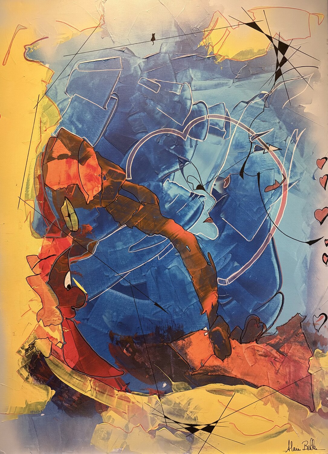 Seule la lune nous a vus Alain Bulle Original painting for sale