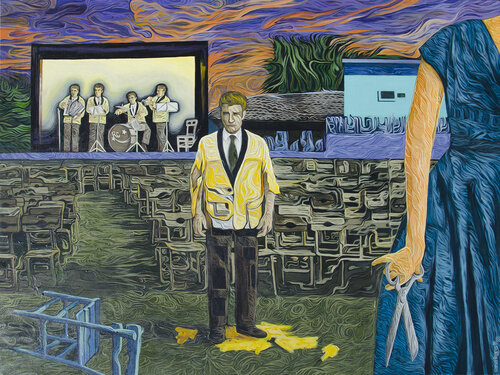The Yellow Jacket and Blunt Scissors by Caner Karavit, Painting for Sale on Select