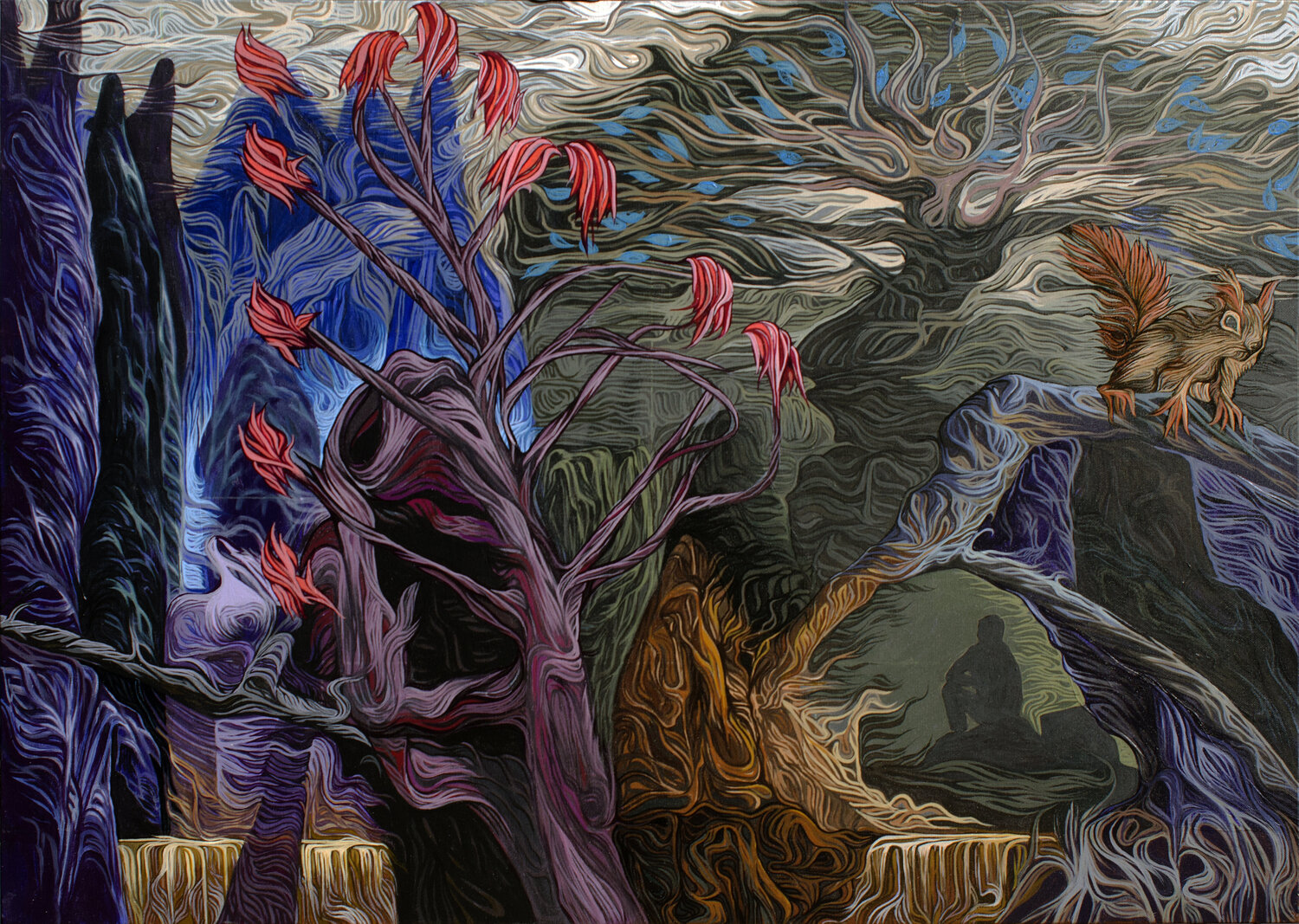 THE TREE OF LIFE AND YGGDRASILL Caner Karavit Original painting for sale