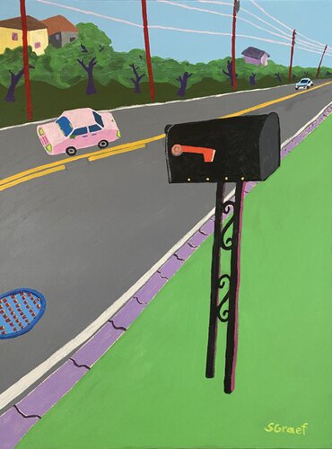 Mailbox on Lake Avenue by Sue Graef, Painting for Sale on Select