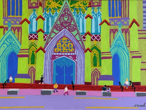Hanging Out at St. Patrick's by Sue Graef, Painting for Sale on Select