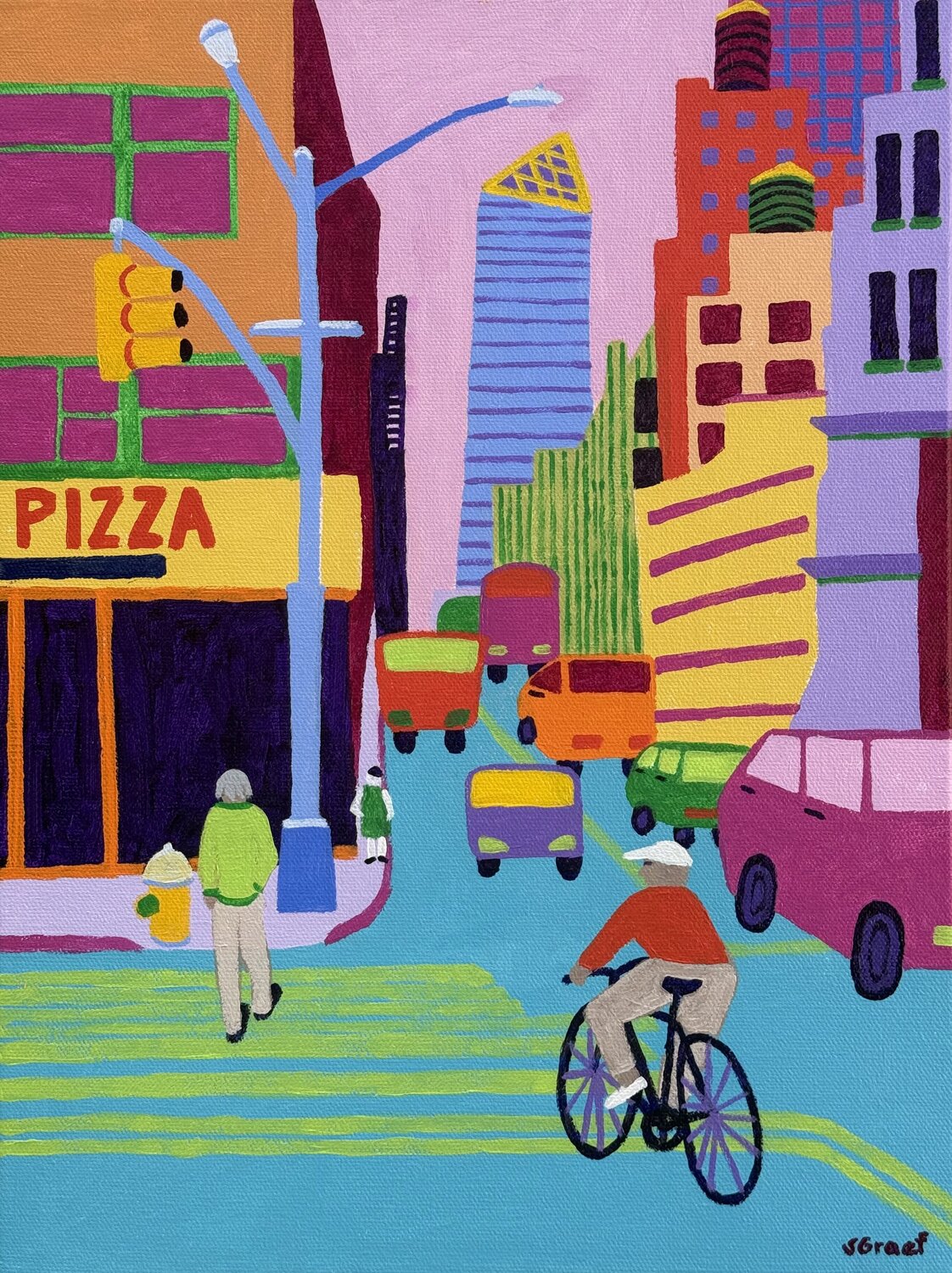 Manhattan Bicycler Sue Graef Original painting for sale