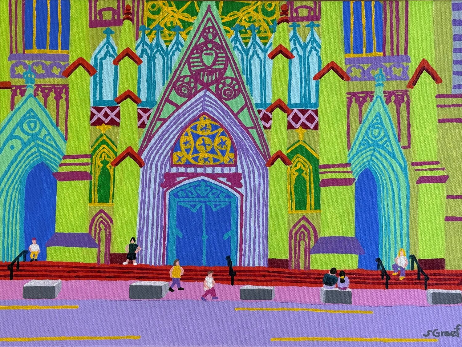 Hanging Out at St. Patrick's Sue Graef Original painting for sale