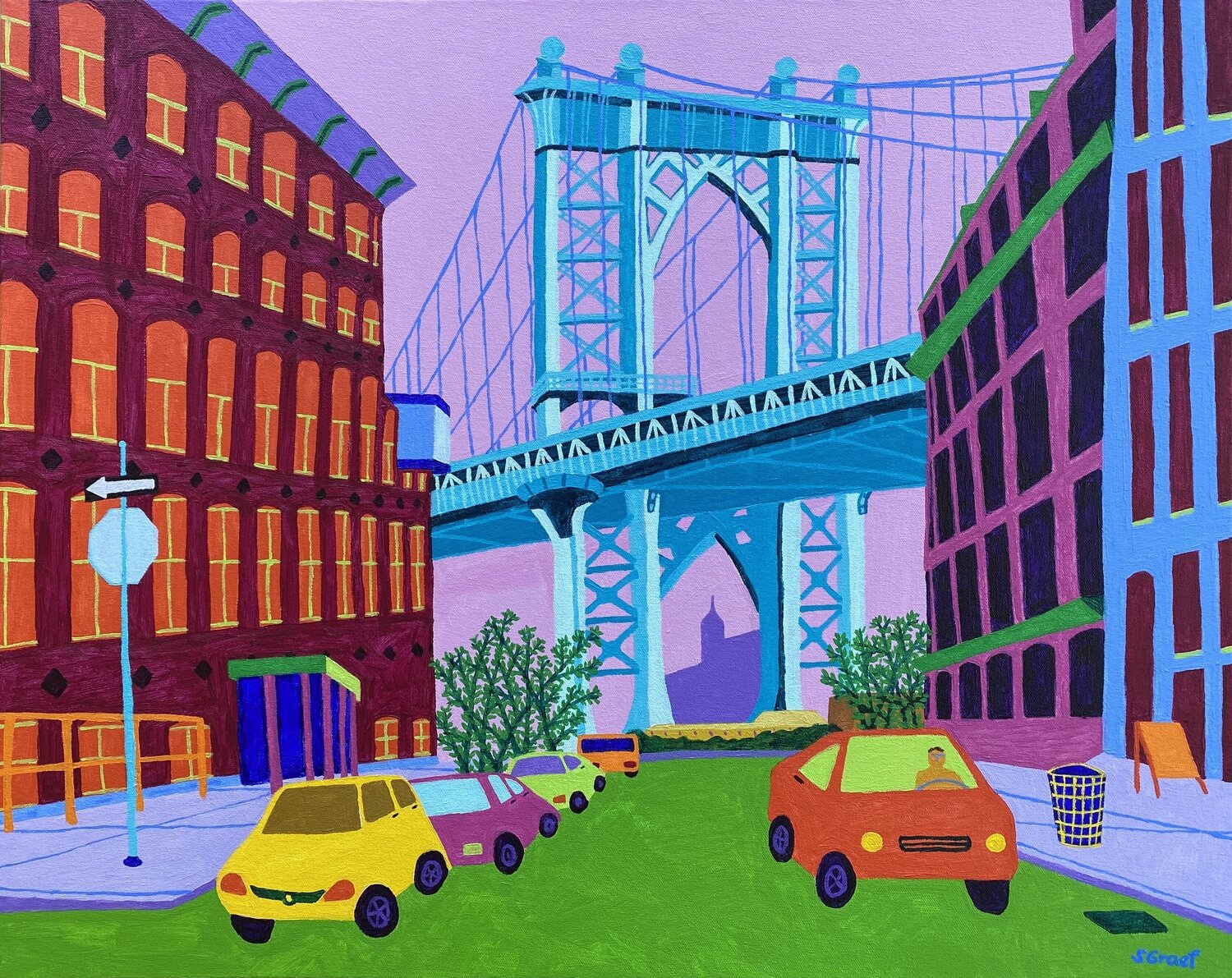 Under the Manhattan Bridge Sue Graef Original painting for sale