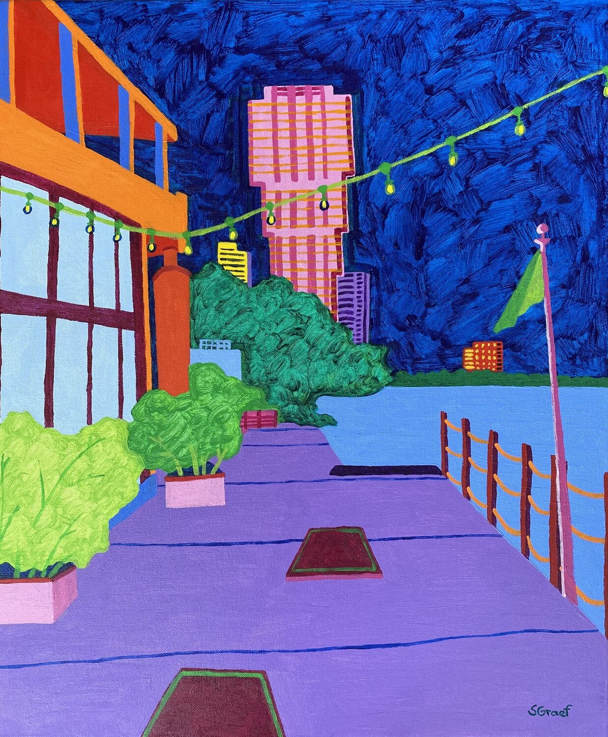 Along the Water Sue Graef Original painting for sale