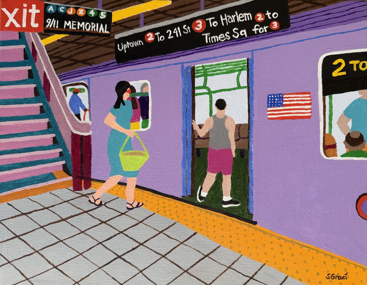 Catching the Train Sue Graef Original painting for sale
