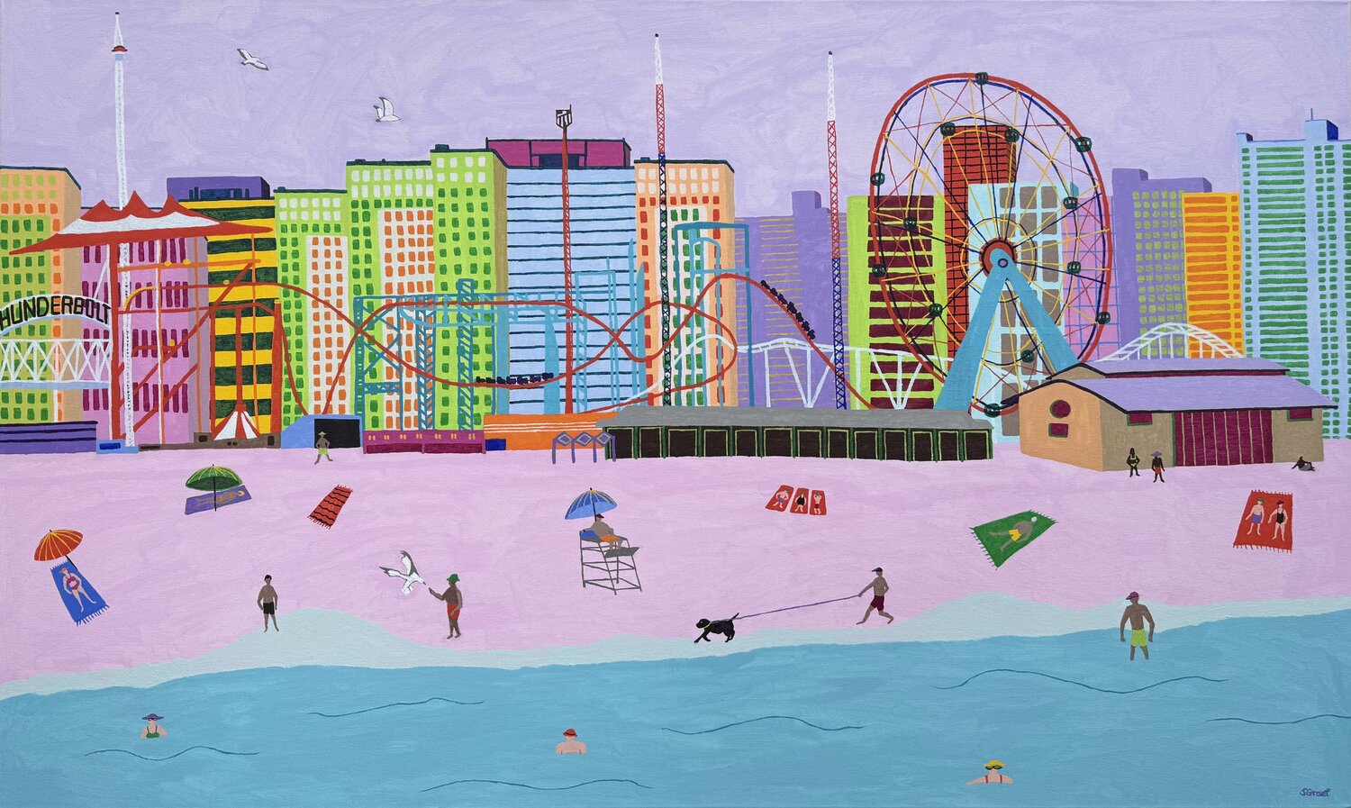 Coney Island Beach Sue Graef Original painting for sale