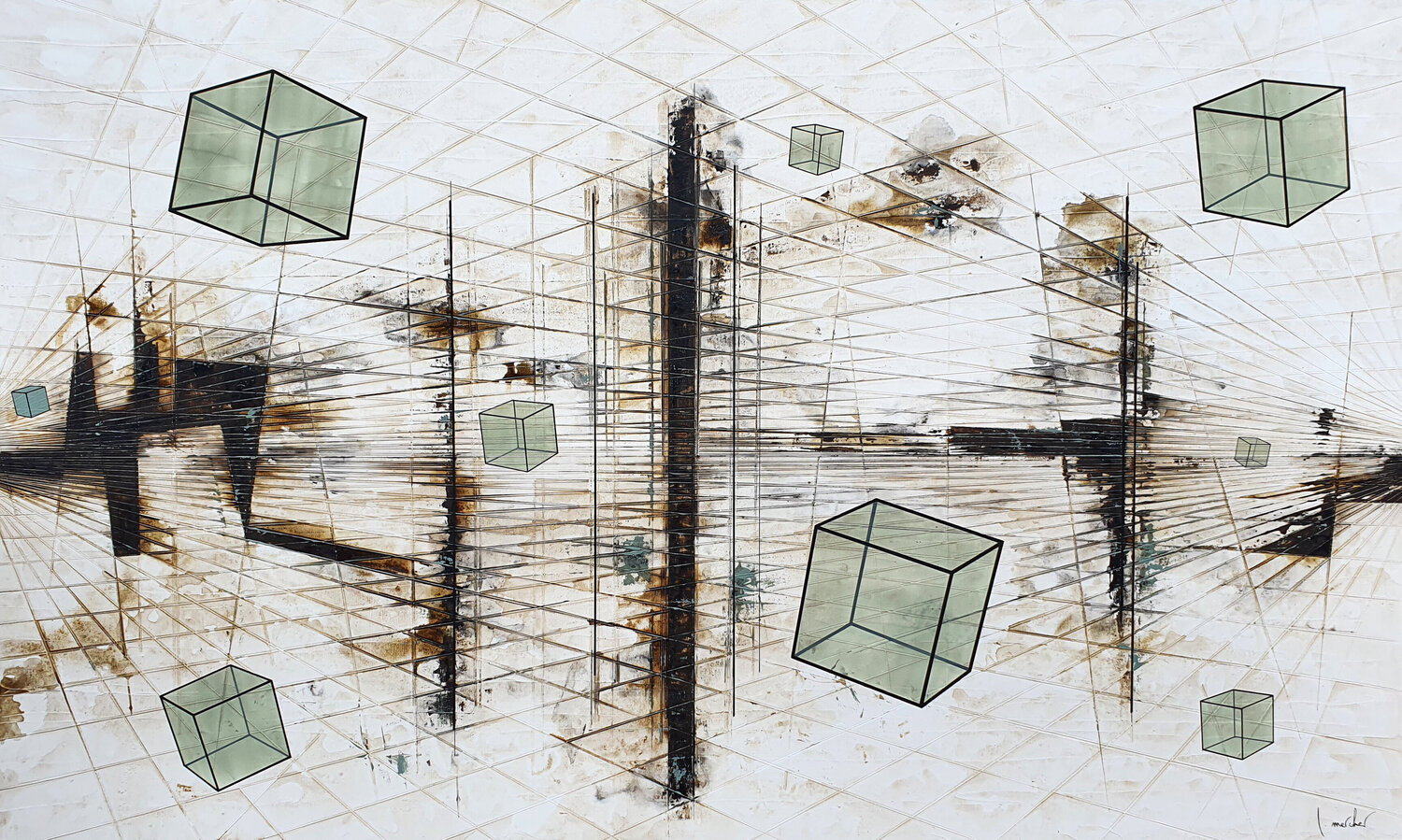 9 CUBES Ludovic Mercher Original painting for sale