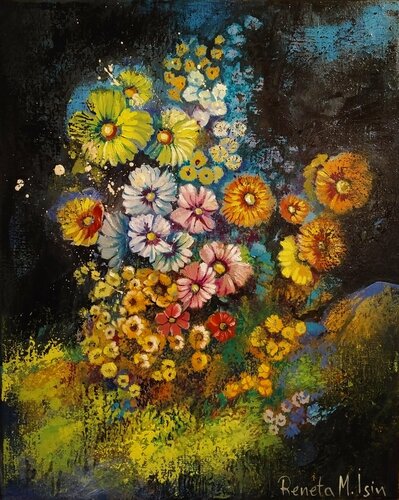 " Night Flowers " by Reneta Isin, Painting for Sale on Select