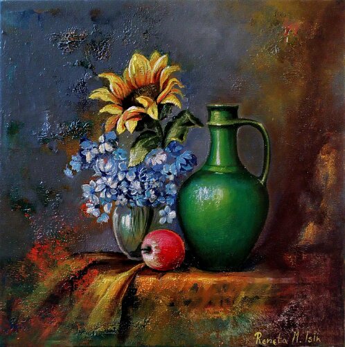 Still Life with Sunflower by Reneta Isin, Painting for Sale on Select