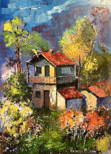 " Village house " III by Reneta Isin, Painting for Sale on Select