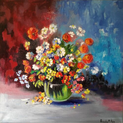Bunch of Flowers - Bouquet by Reneta Isin, Painting for Sale on Select