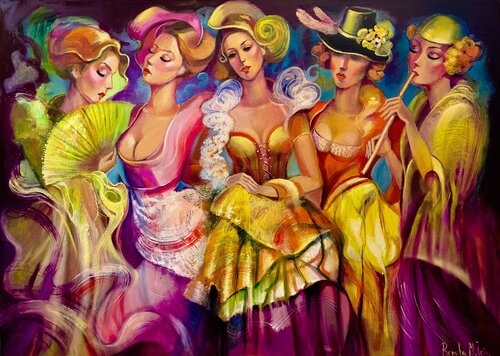 " Moulin Rouge " Dancers by Reneta Isin, Painting for Sale on Select