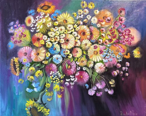 " Abstract Flowers " by Reneta Isin, Painting for Sale on Select