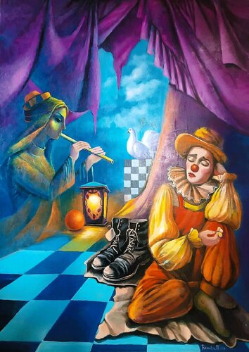 " The Clown's Dream " by Reneta Isin, Painting for Sale on Select