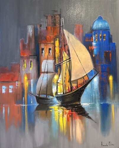 " Mooring in Italy " by Reneta Isin, Painting for Sale on Select